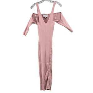 Charles Henry Dress Small Midi Pink V-Neck Sweater Micro‎ Shrug Bodycon Slit